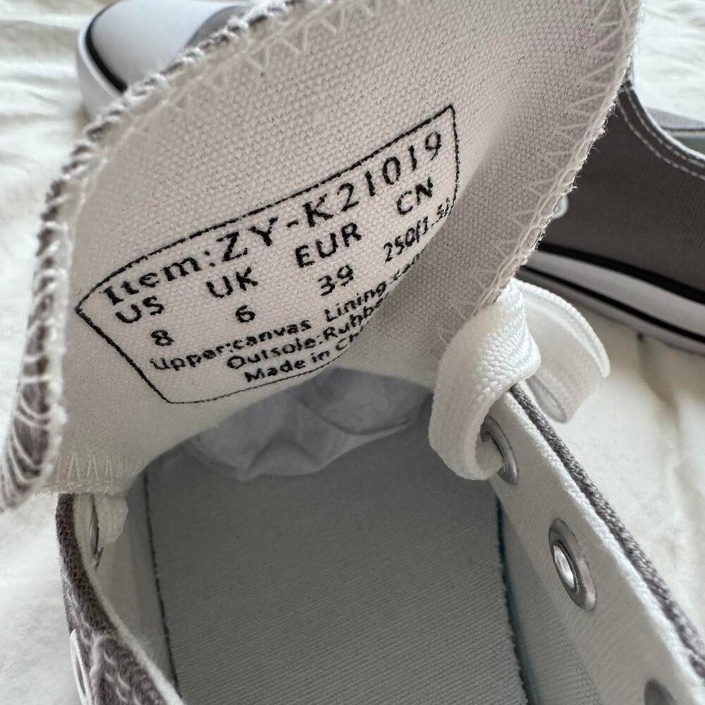 Grey and white canvas trainers women’s 8 casual sneakers - Picture 2 of 8